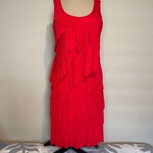 Calvin Klein Coral Tiered Ruffle dress
